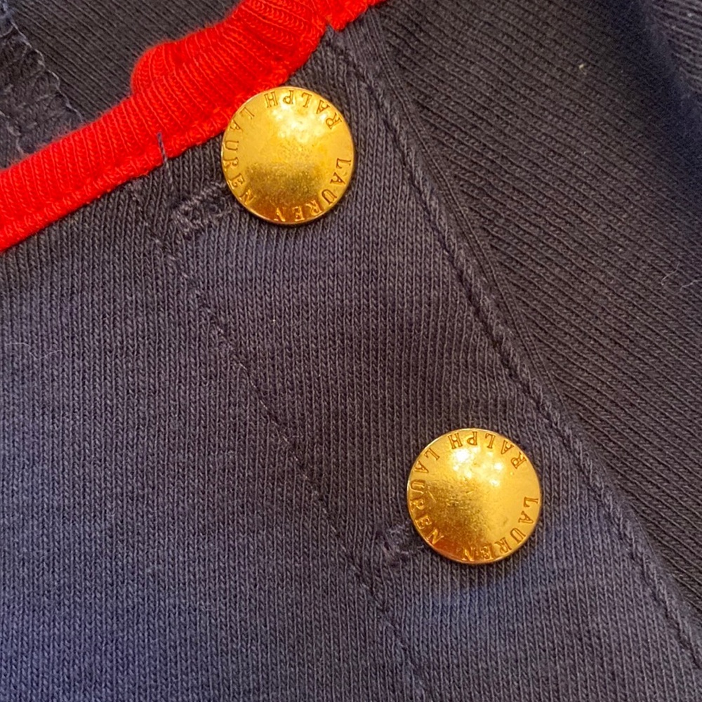 Ralph Lauren Red & Navy Nautical Gold Button Top S - Picture 4 of 7
